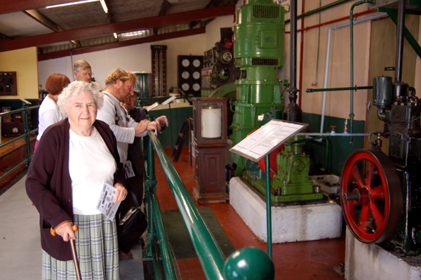 Looking at machinery at he Museum of Power
